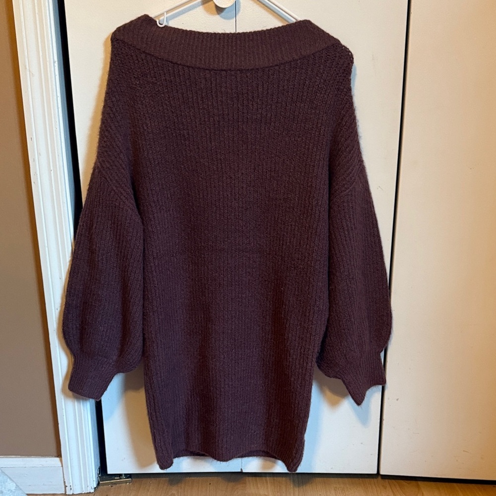Express Off-the-Shoulder Purple Sweater Dress